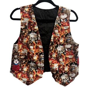 Handmade Cat Print Vest – Feline‎ Pattern Fun Funky Boho Indie Statement Piece